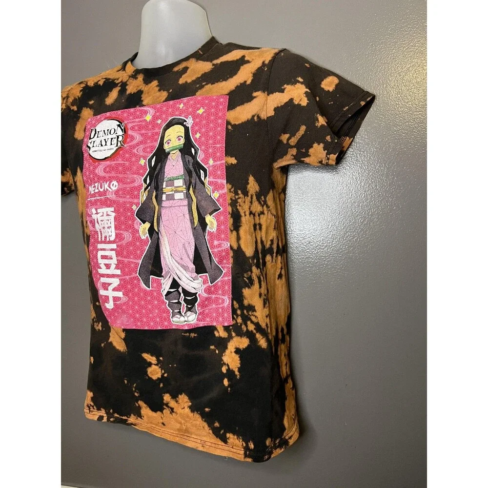 Demon Slayer Shirt Youth Medium Black Orange Nezuko Kamado Anime Tie Dye Tee